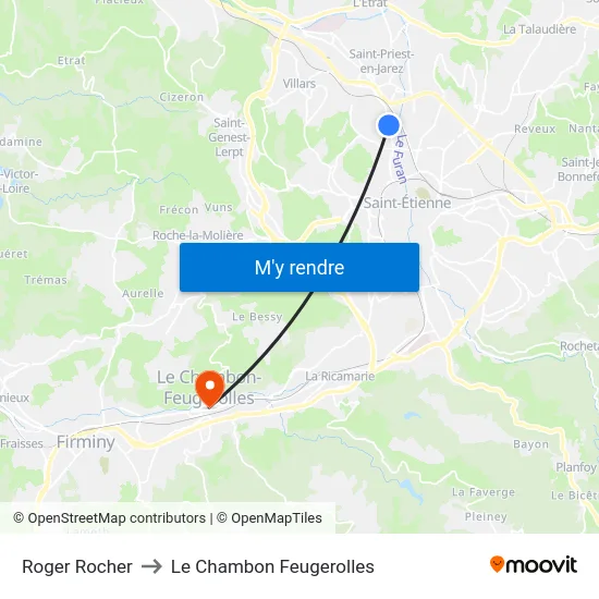 Roger Rocher to Le Chambon Feugerolles map
