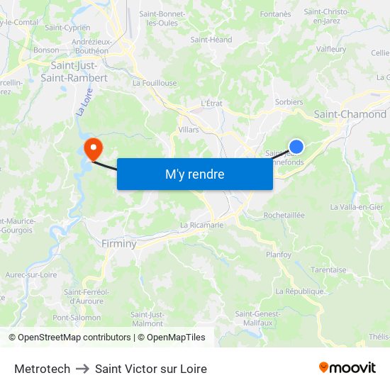 Metrotech to Saint Victor sur Loire map