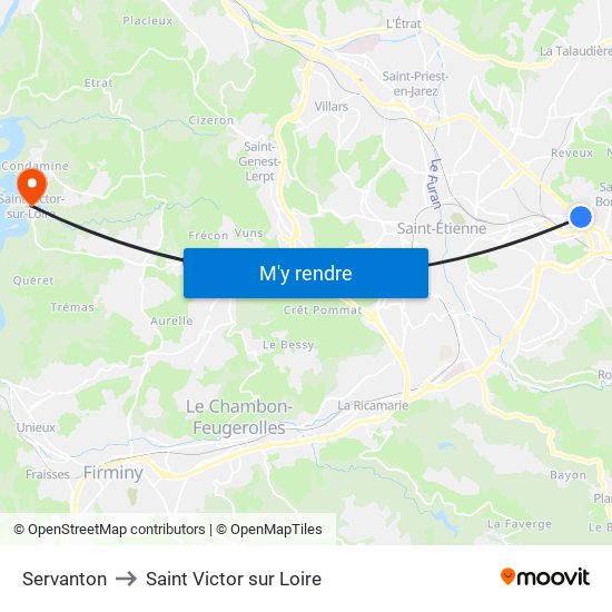 Servanton to Saint Victor sur Loire map