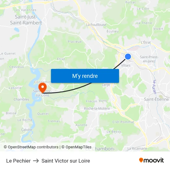 Le Pechier to Saint Victor sur Loire map