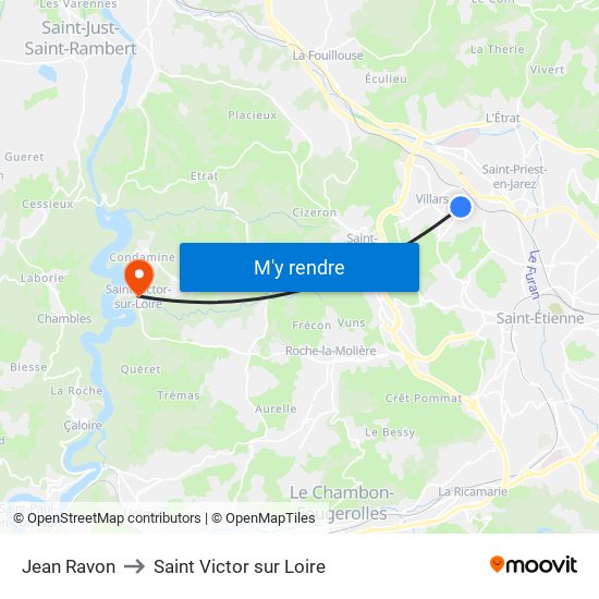 Jean Ravon to Saint Victor sur Loire map