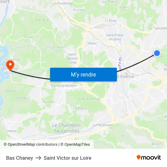 Bas Chaney to Saint Victor sur Loire map