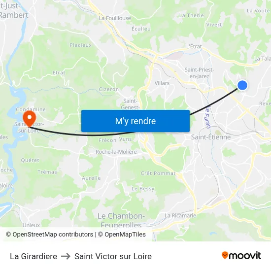 La Girardiere to Saint Victor sur Loire map