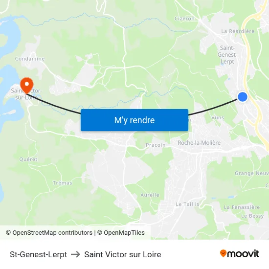 St-Genest-Lerpt to Saint Victor sur Loire map