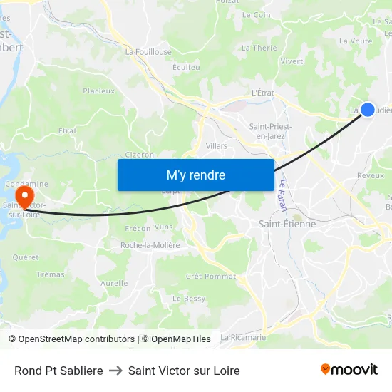Rond Pt Sabliere to Saint Victor sur Loire map