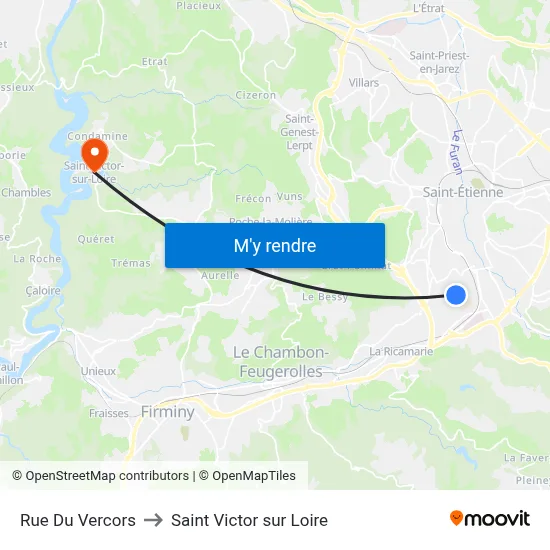 Rue Du Vercors to Saint Victor sur Loire map