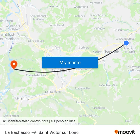 La Bachasse to Saint Victor sur Loire map