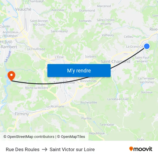 Rue Des Roules to Saint Victor sur Loire map