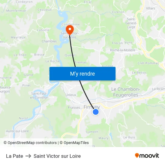 La Pate to Saint Victor sur Loire map