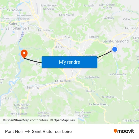 Pont Noir to Saint Victor sur Loire map