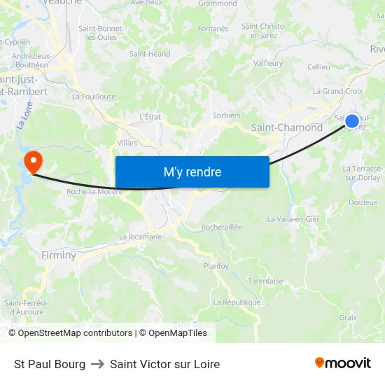 St Paul Bourg to Saint Victor sur Loire map