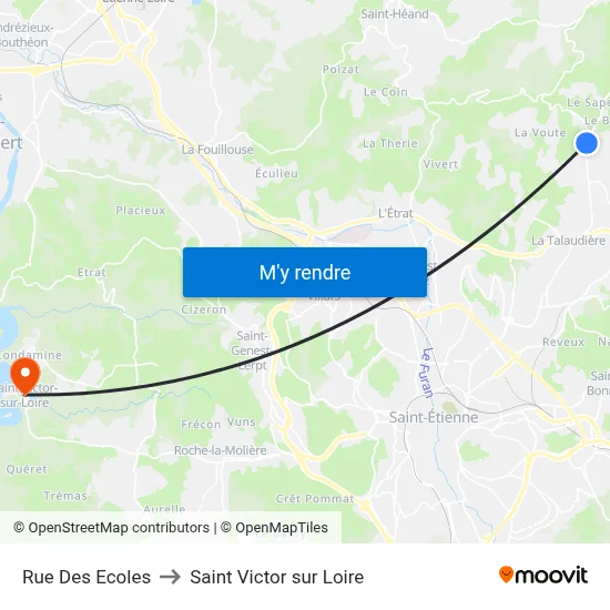 Rue Des Ecoles to Saint Victor sur Loire map