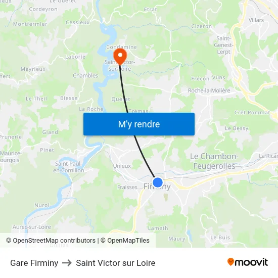 Gare Firminy to Saint Victor sur Loire map