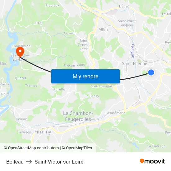 Boileau to Saint Victor sur Loire map