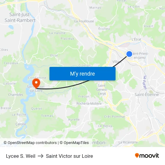 Lycee S. Weil to Saint Victor sur Loire map