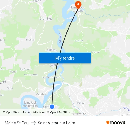 Mairie St-Paul to Saint Victor sur Loire map
