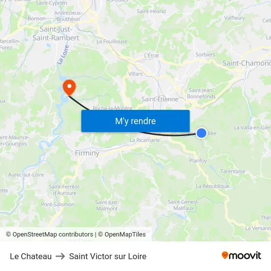 Le Chateau to Saint Victor sur Loire map