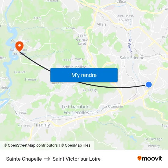 Sainte Chapelle to Saint Victor sur Loire map