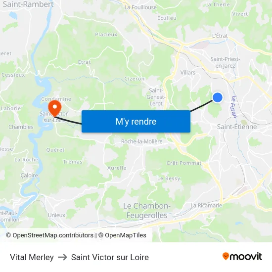 Vital Merley to Saint Victor sur Loire map