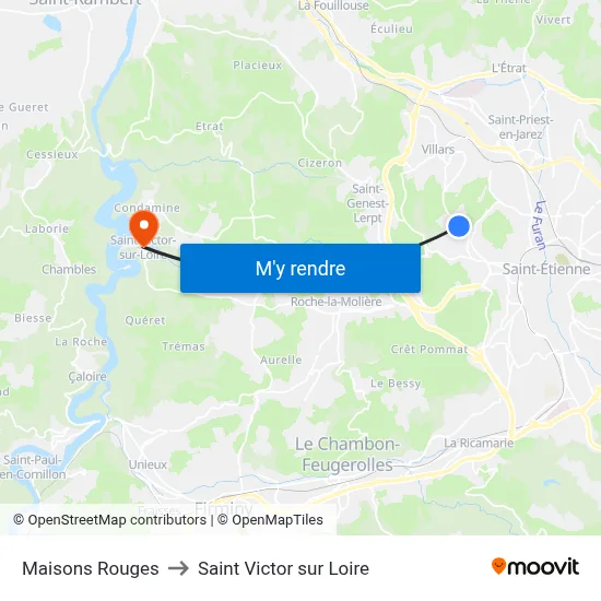 Maisons Rouges to Saint Victor sur Loire map