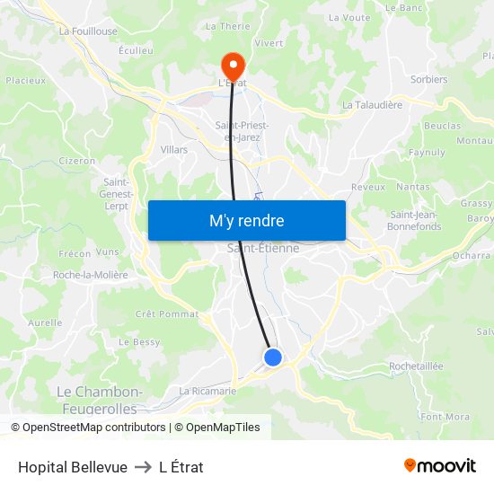 Hopital Bellevue to L Étrat map
