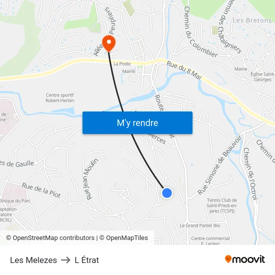 Les Melezes to L Étrat map