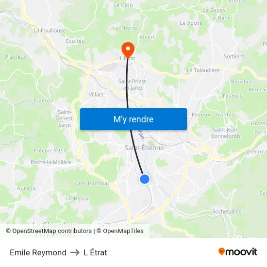 Emile Reymond to L Étrat map