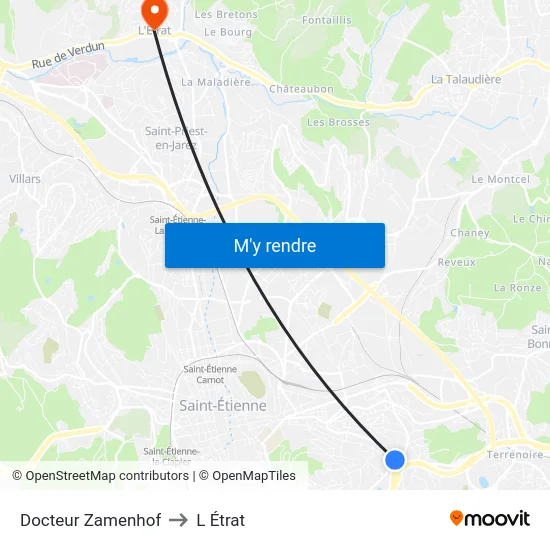 Docteur Zamenhof to L Étrat map