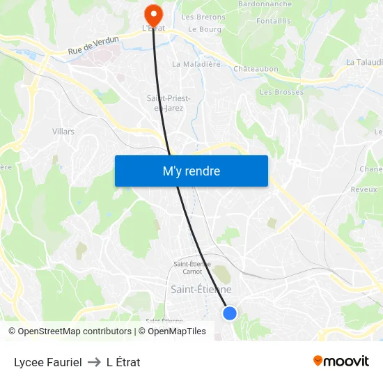 Lycee Fauriel to L Étrat map