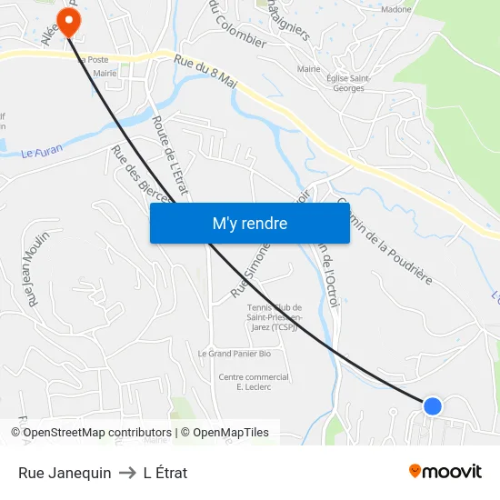 Rue Janequin to L Étrat map