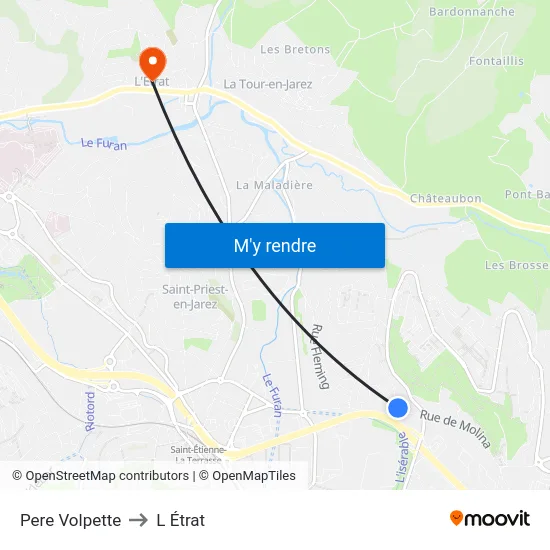 Pere Volpette to L Étrat map