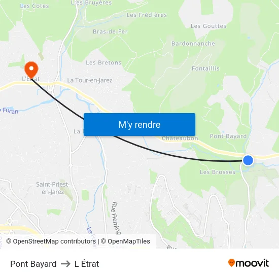 Pont Bayard to L Étrat map