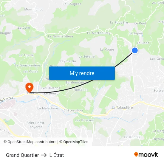 Grand Quartier to L Étrat map