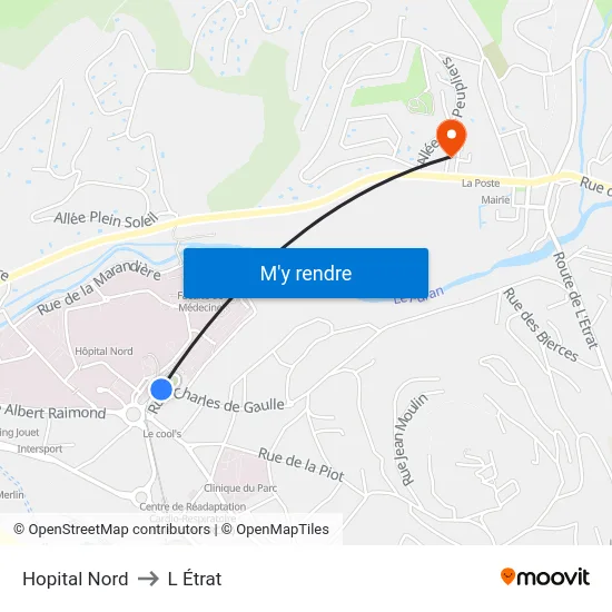 Hopital Nord to L Étrat map