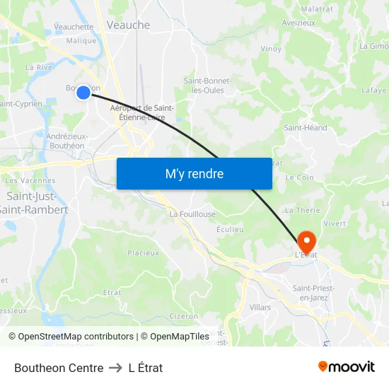 Boutheon Centre to L Étrat map