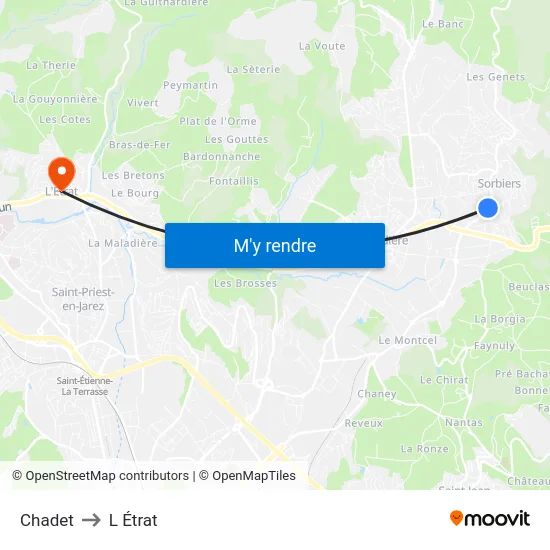 Chadet to L Étrat map