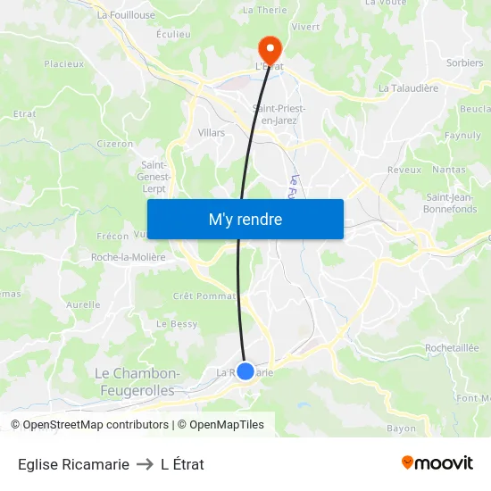 Eglise Ricamarie to L Étrat map