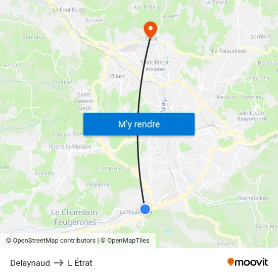 Delaynaud to L Étrat map