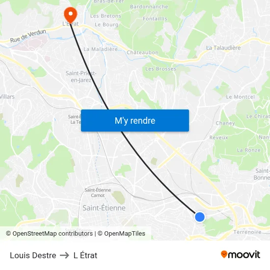Louis Destre to L Étrat map