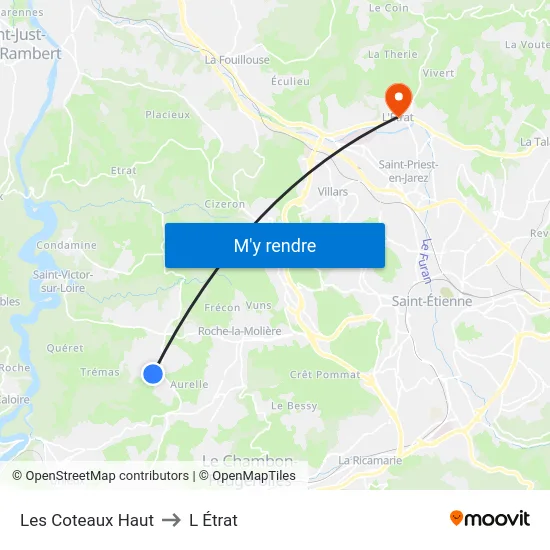Les Coteaux Haut to L Étrat map