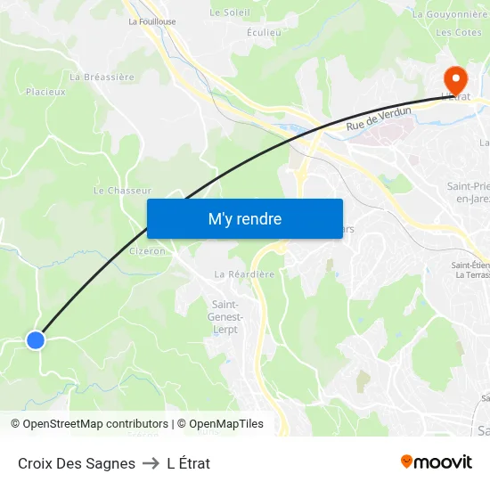 Croix Des Sagnes to L Étrat map