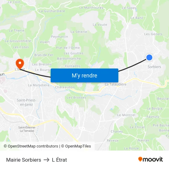 Mairie Sorbiers to L Étrat map
