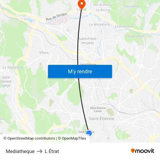 Mediatheque to L Étrat map