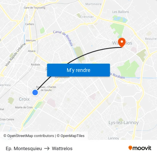 Ep. Montesquieu to Wattrelos map