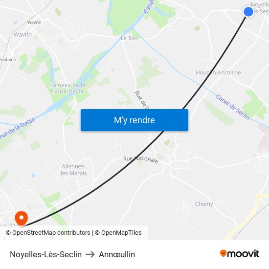 Noyelles-Lès-Seclin to Annœullin map