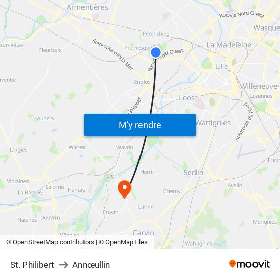 St. Philibert to Annœullin map