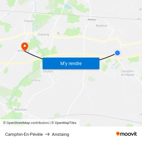 Camphin-En-Pévèle to Anstaing map