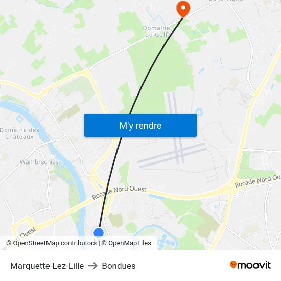 Marquette-Lez-Lille to Bondues map