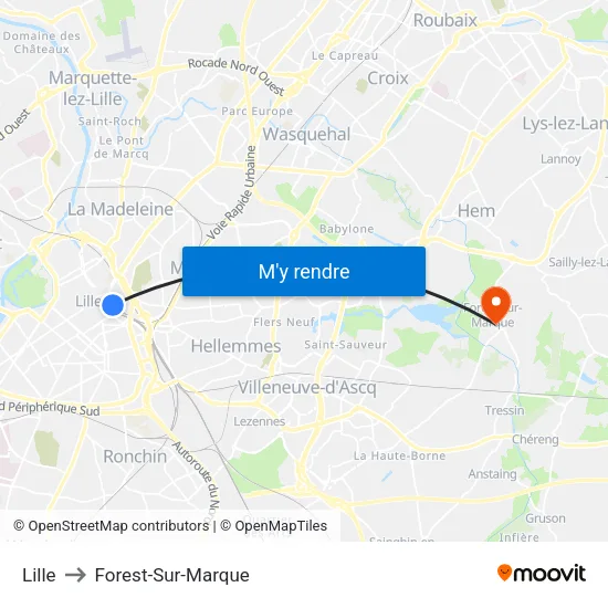 Lille to Forest-Sur-Marque map