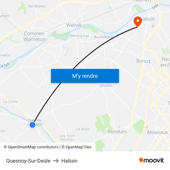 Quesnoy-Sur-Deûle to Halluin map